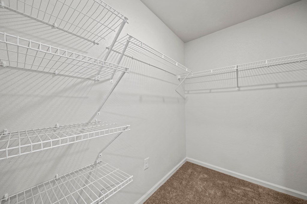large closet with shelves