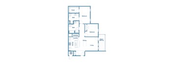 a 2 bedroom floor plan diagram