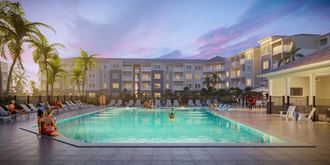 a rendering of the pool area at the hollywood monroe apartment complex