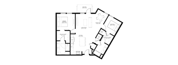 the floor plan of a bedroom apartment