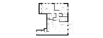 the floor plan of a bedroom apartment with roommates