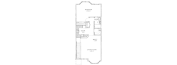 the floor plan for a bedroom apartment with a living room and a bathroom