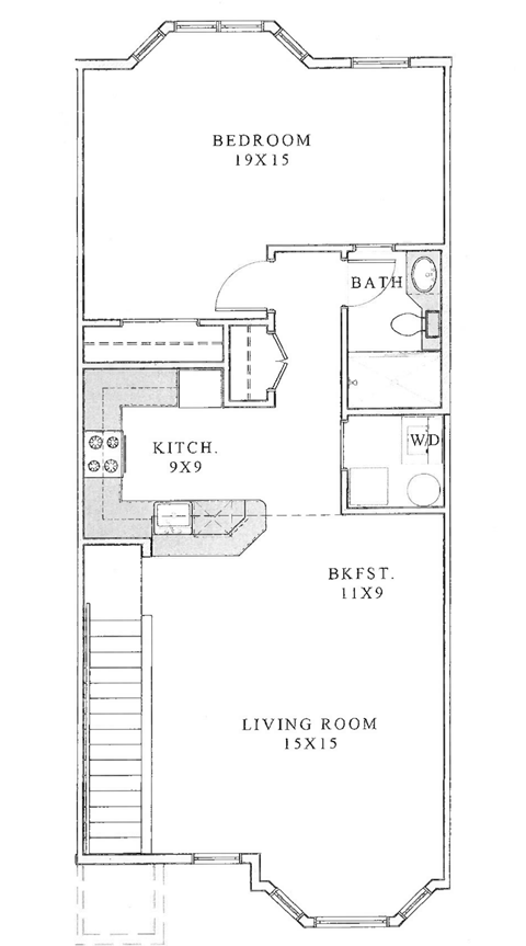 the floor plan for a bedroom apartment with a living room and a bathroom