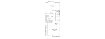 the floor plan for a small house with a living room and a bedroom