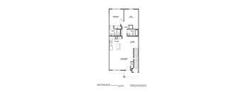 A black and white drawing of a floor plan for a Parkway Village Estates apartment.