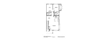 A black and white drawing of a floor plan for a Parkway Village Estates apartment.