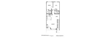 A black and white drawing of a floor plan for a Parkway Village Estates apartment.
