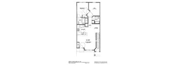 A black and white drawing of a floor plan for a Parkway Village Estates apartment.