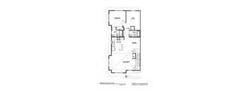 A black and white drawing of a second floor apartment layout.