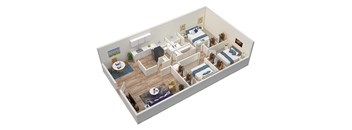 3 bed 2 bath C1, C1R Floor Plan