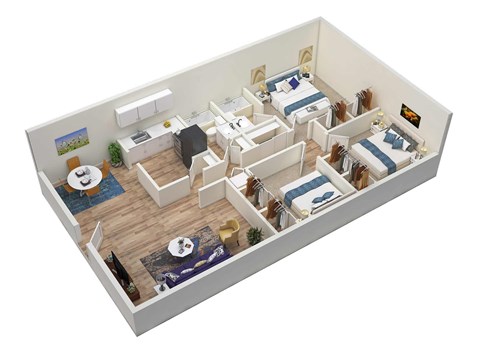 3 bed 2 bath C1, C1R Floor Plan