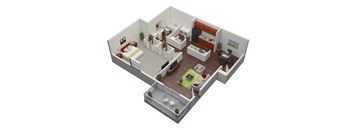 a floor plan of a home with a bedroom and a living room at Stonewater Apartments, Louisville, KY 40241