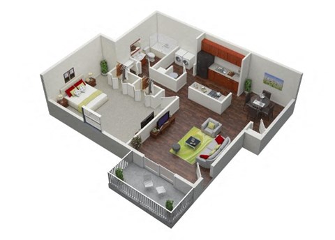 a floor plan of a home with a bedroom and a living room at Stonewater Apartments, Kentucky