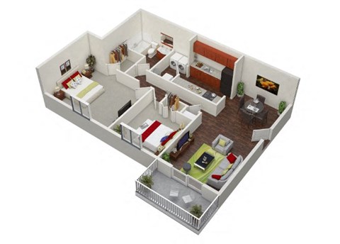 a floor plan of a home with a bedroom and a living room at Stonewater Apartments, Louisville, KY