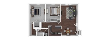 two bedrooms one and a half bathrooms 950 square feet floor plans at Station JTown, Louisville, KY