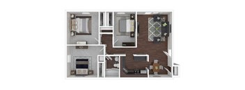 three bedrooms one bathroom 1075 square feet at Station JTown, Louisville