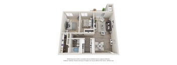 Cambridge Floor Plan at Hampton in Highland Apartments, Indiana, 46322