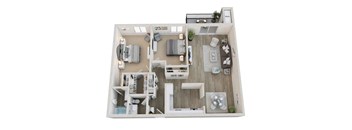 Warwick Floor Plan  at Hampton in Highland Apartments, Indiana, 46322