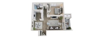Ivanhoe Floor Plan at Hampton in Highland Apartments, Indiana