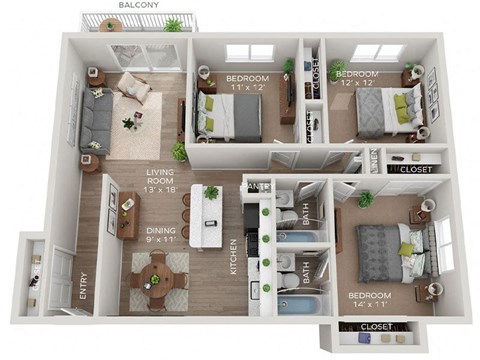 Arbor Algonquin Floor Plan at The Preserve at Woodfield, Rolling Meadows, IL, 60008