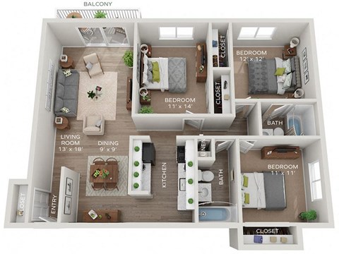 Arbor Evergreen Floor Plan at The Preserve at Woodfield, Illinois, 60008