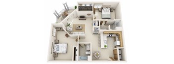 C2 Floor Plan at Rivers Edge Apartments, Waukesha, 53186