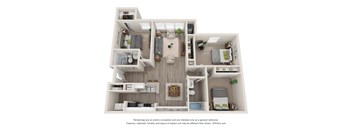 A floor plan of an apartment with a bedroom, bathroom, kitchen, and living room