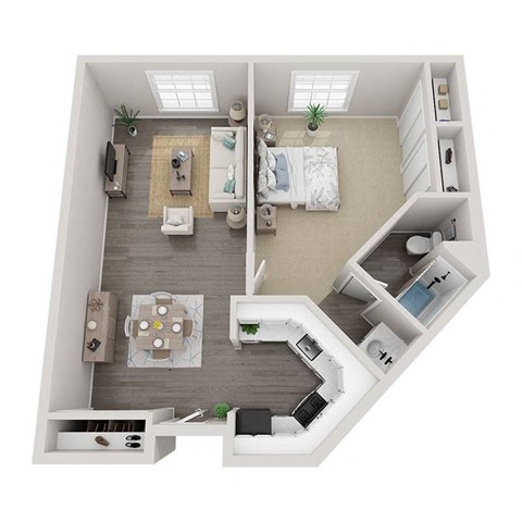 A Floor Plan at Rivers Edge Apartments, Waukesha