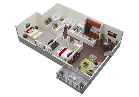 ome with a bedroom and a living room at Stonewater Apartments, Kentucky