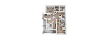 a floor plan of a 1 bedroom unit with a wood floor
