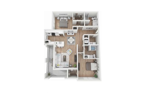 a floor plan of a 1 bedroom unit with a wood floor
