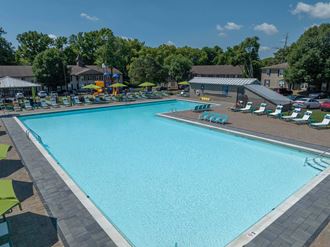 a large swimming pool with lounge chairs and umbrellas at Enclave at Breckenridge, Louisville Place, 40220 - Photo Gallery 4