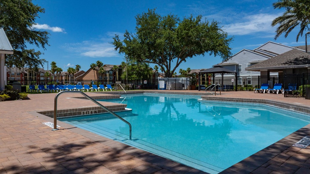 our resort style swimming pool is next to our apartments in the community