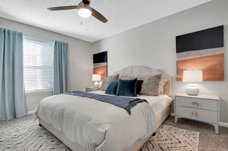 our apartments offer a bedroom with a king size bed at Enclave at Breckenridge Apartments, Louisville, Kentucky