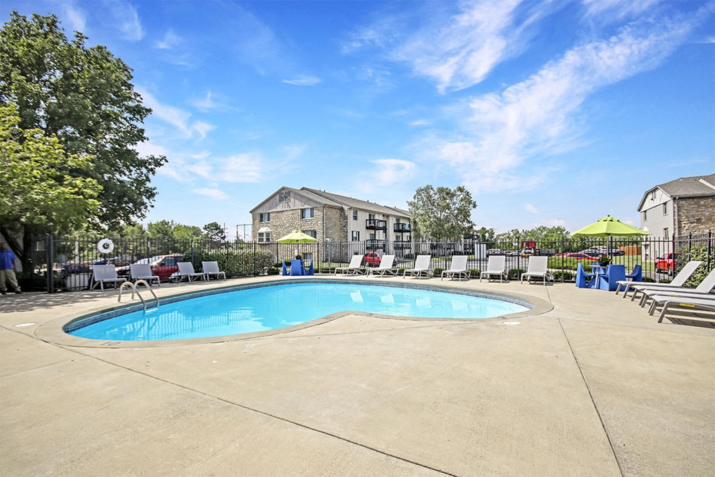 Heart shaped Blue Cool Swimming Pool at Southridge, Kansas, 66103