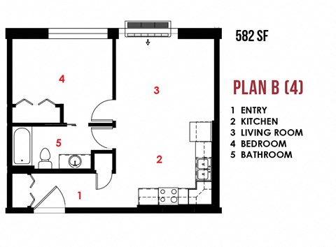 floor plan of a 1 bedroom floor plan for a roommates house