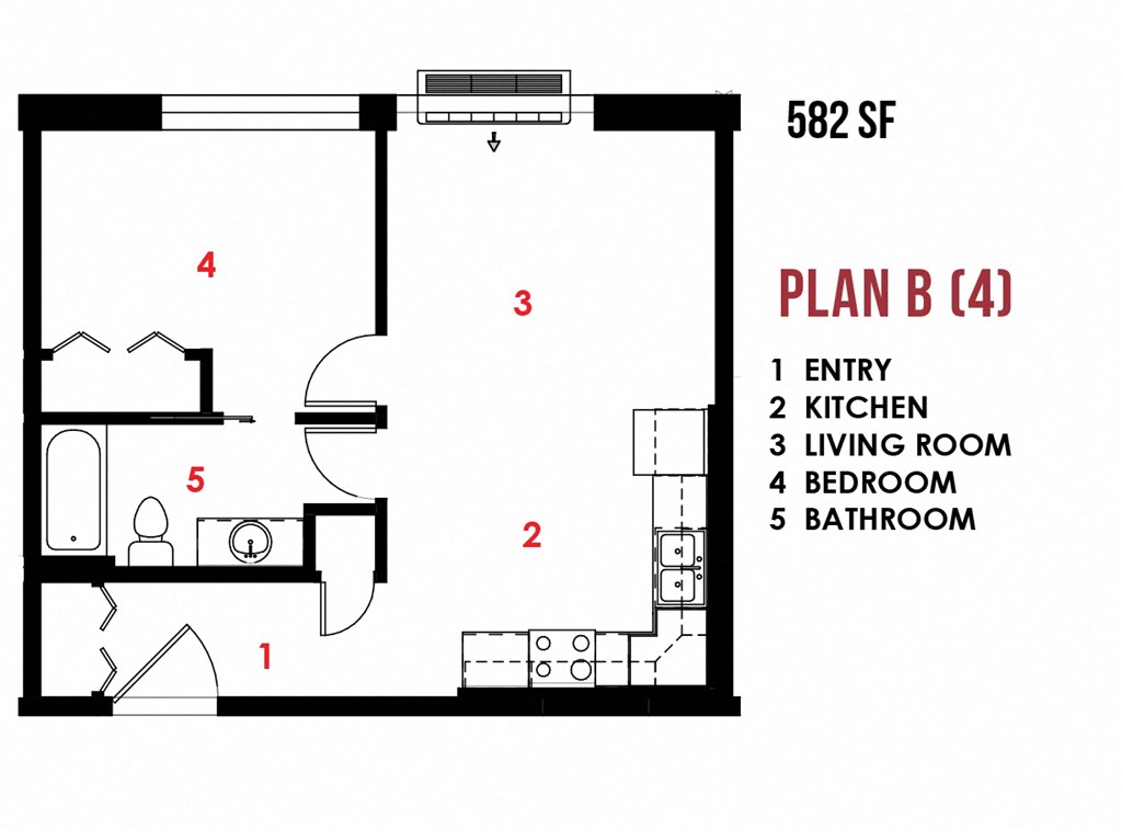 floor plan of a 1 bedroom floor plan for a roommates house