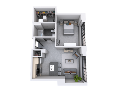 bedroom floor plan an in 3d