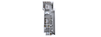 a floor plan of a two bedroom apartment with a bathroom and a balcony