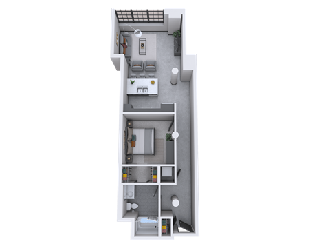 a floor plan of a two bedroom apartment with a bathroom and a balcony