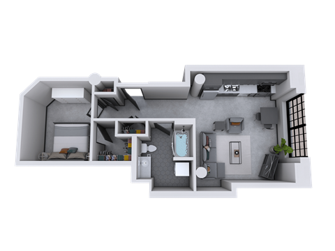 bedroom floor plan an in 3d