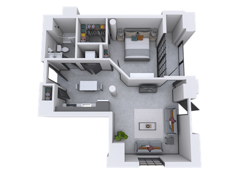 bedroom floor plan an in 3d