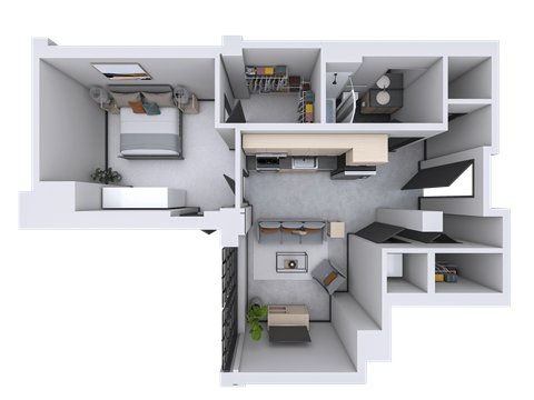 bedroom floor plan an in 3d