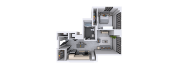a floor plan of a house with a balcony and a living room with a fireplace