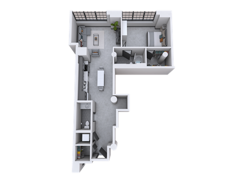 a 3d rendered floor plan of a house