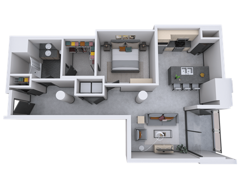 bedroom floor plan an in 3d