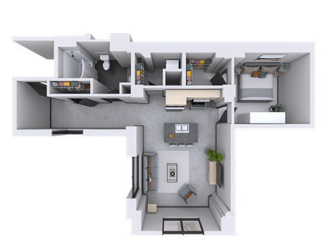 bedroom floor plan an in 3d