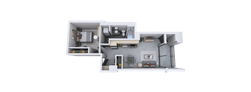 a floor plan of a two bedroom apartment with two bathrooms and a balcony
