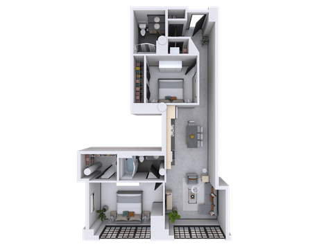 bedroom floor plan an in 3d