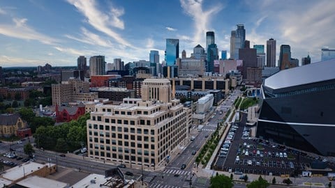 a view of the city from the roof of a building